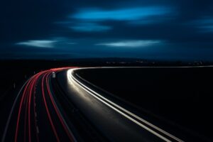 Cars moving fast on a highway